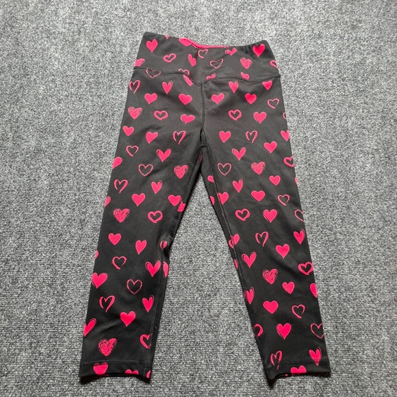 Kali Pants - Kali Miami Fitwear Womens Black Pink Heart Print Capri Leggings Size Medium